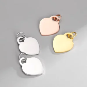 RENSINO Gold Plated DIY Small Jewelry Making 925 Sterling Silver Heart Pendants Charms