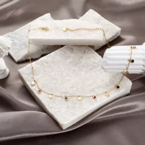 RENSINO Gold Plated Stainless Steel Star Zircon Clavicle Necklace for Women Luxury Niche Fashion Jewelry for Birthday Gift