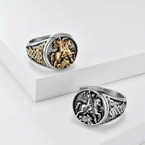 RENSINO Gold Plated Vintage European American Style Retro Templar Stainless Steel Ring Fashionable Knot Unisex Hand Jewelry