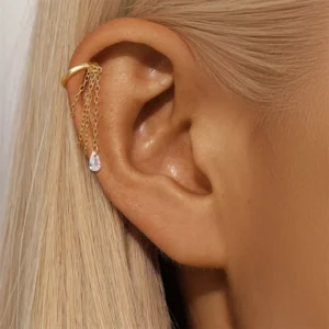 RENSINO Gold Single S925 Sterling Silver Clip on Earring Non Pierced Ear Cuff Jewelry for Women