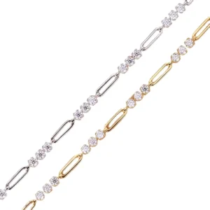 RENSINO Gold Vermeil Jewelry 925 Sterling Silver 18k Gold Moissanite Bracelet