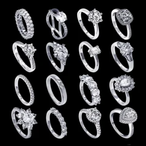 RENSINO Gold plated 925 Sterling Silver Jewelry Inlaid Moissanite Diamond Wedding Band Eternity Ring