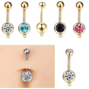 RENSINO Golden Double Drill Belly Button Ring Handwork DIY Piercing Jewelry Attachment Fashion Body Jewelry Stainless Steel Jewelry