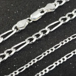 RENSINO Good Quality 925 Sterling Silver Italian Solid 3MM Figaro Link Man Chains Necklace