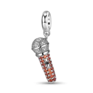 RENSINO Gorgeous Microphone Pendant Charm Real 925 Sterling Silver Beads for Women Charm Bracelet Necklace Fashions Jewelry Making