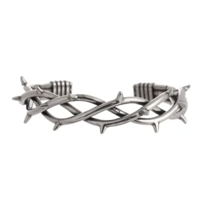 RENSINO Gothic Thorn Cuff Bracelet Punk Barbed Wire Bangle Stainless Steel Twisted Jewelry