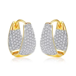 RENSINO Grace Refinement Fashion Gold Color Clear Stud Earrings Paved Micro A AA Cubic Zircon Ear Hoop Jewelry for Women