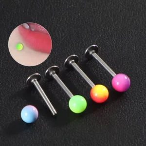 RENSINO Gradient Baking Paint Lip Stud Acrylic Ball Ear Stud Unisex Stainless Steel Piercing Jewelry Chroma Party Wedding Body Jewelry