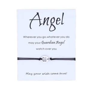 RENSINO Guardian Angel Wish Bracelet Silver Angel Faith Bracelet Religious Jewelry Lucky Red String Wish Bracelet Women Men Baptism Gift