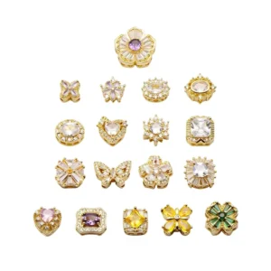 RENSINO HP269 14K Gold Filled High Color Retention Beads CZ Butterfly Flower Through Hole Spacer Beads for DIY Bracelet Jewelry Making