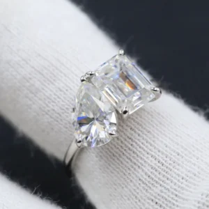 RENSINO HanYu Custom S925 Silver Fine Jewelry Rings Double D Color VVS Moissanite Diamonds Rings for Women