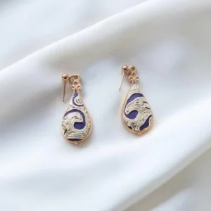 RENSINO Hand Embroidered Traditional Auspicious Cloud Stud Earrings