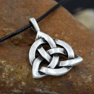 RENSINO Handmade Classic Celtics Knot Pendant Necklace with Link Chain Antique Silver Zinc Alloy Unisex for Wedding Engagement Party