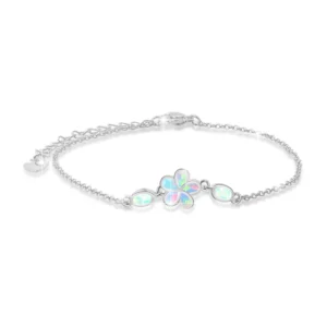 RENSINO Handmade Platinum Flower Opal Anklet Gold Silver Plated Luxury Everyday Wear Jewelry For Women
