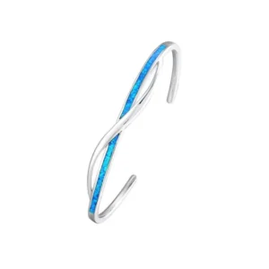 RENSINO Hawaiian Style Multi Layer Wave Opal Silver Plated Cuff Mobius Touch & Boho Chic for Women Anniversary Fashion Jewelry
