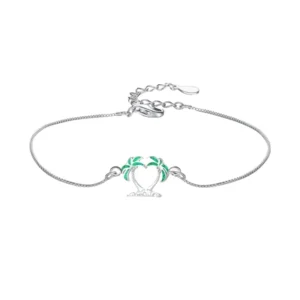 RENSINO Hawaiian Vibe Opal Anklet Ocean Coconut Tree Colorful Gem Silver Plated Brass Luxury Women’s Foot Jewelry Trendy