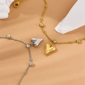 RENSINO Heart Anklet Diamond Anklet Daily Wear Stainless Steel