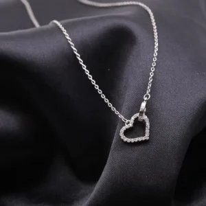 RENSINO Heart Circle Necklace 925 Sterling Silver Interlocking Heart Ring Necklace for Women Pendant Necklace Hollow Heart