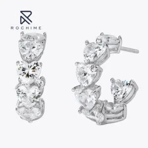 RENSINO Heart Diamond Pavé Earrings S925 Silver Rhodium Plated 5a Zircon Jewelry For Women