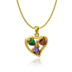 RENSINO Heart Fashion Stainless Steel Gold Plated Mixed Color Zircon Pendant Necklace Set for Parties