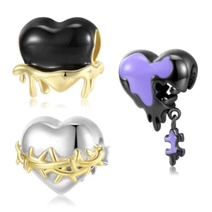 RENSINO Heart Shape Charm Authentic 925 Sterling Silver Enamel Puzzle Beads for Original Women Charms Bracelet Jewelry DIY Dropshipping