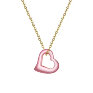 RENSINO Heart Shape Natural Pink Pearl Pendant with Cable Chain 925 Sterling Silver Necklace for Women Jewelry