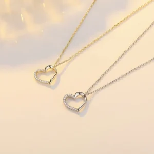 RENSINO Heart Shape Valentine Design 925 Sterling Silver Choker Necklace Jewelry for Women Girls