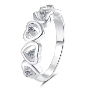 RENSINO Heart-Shaped Ring Women’s Ring 925 Sterling Silver Jewelry