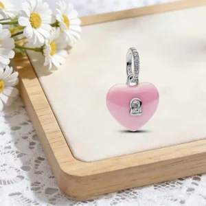 RENSINO Heart Shaped Silver 925 Pendant Gift with Demogorgon Logo Mobile Compatible with Original Spiderman Logos GDTC Certified