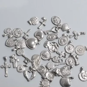 RENSINO Heart Vintage Silver Stainless Steel Necklace Coin Pendant Charms for Jewelry Making