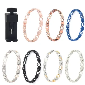 RENSINO Heart shaped Full magnet Peach Heart Alloy Electroplated Adjustable Couple Bracelet European Fashion