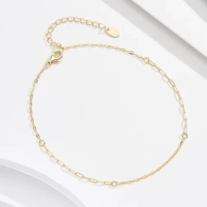 RENSINO Heavy Real Gold Plated 925 Silver Anklet Tarnish Resistant Stocked Foot Chain Supplier