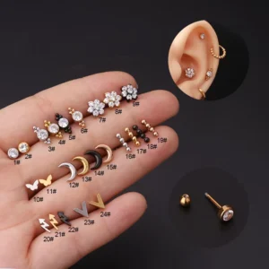 RENSINO Hengsen Stainless Steel Silver Gold Plated Plug Tunnel Ear Trague Helix Cartilage Conch Piercing Body Jewelry Back Unisex