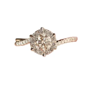 RENSINO Hexagon Moissanite Engagement Ring 6 Prong Dainty Geometric Certified