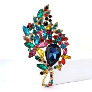 RENSINO High End Large Glass Brooch Exquisite Retro Women Clothing Brooch Accessory Pin