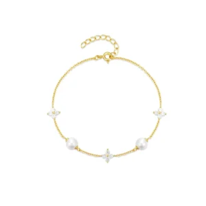 RENSINO High Grade 925 Sterling Silver Clover Zirconia Pearl Bracelets New Arrival Minimalist Product