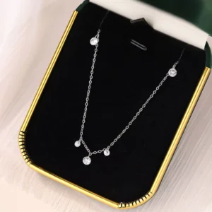 RENSINO High Grade Clavicle Chain Starry Sky Sparkling Zircon S925 Sterling Silver Necklace for Girl Gifts YB XY 408