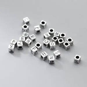 RENSINO High Grade DIY Vintage 925 Sterling Silver Spacer Square Letter Beads for Bracelet Jewelry Making Pendants & Charms