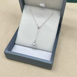 RENSINO High Luster Flawless White S925 Silver Chain with 4A Natural Freshwater Akoya Pearl Pendant Women’s Gift Necklace