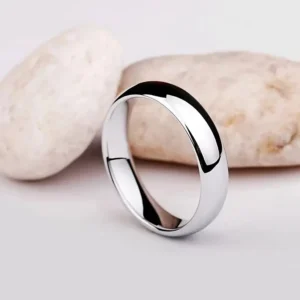 RENSINO High Polish Plain Jewelry 925 Sterling Silver Couple Ring for Wedding Jewelry Simple Ring for Men and Woman