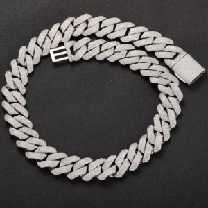 RENSINO High Quality 10mm 12mm Custom Hip Hop 925 Sterling Silver Moissanite Iced Out Cuban Chain Necklace