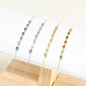 RENSINO High Quality 14K PVD Gold Plated Stainless Steel Bracelet Color Zircon Fashion Jewelry For Women Gift Hypoallergenic