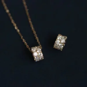RENSINO High Quality 3A Zircon Jewelry S925 Sterling Silver Gold Plated Full Zirconia Single Ring Pendant Necklace For Luxury Woman