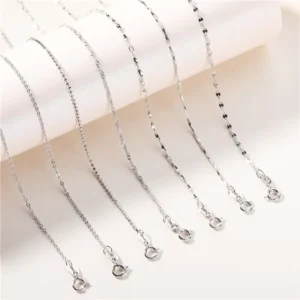 RENSINO High Quality 925 Sterling Silver Chains for Jewelry Making Thin Necklace Box Chains for Women Custom Jewelry