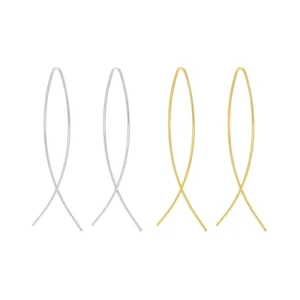 RENSINO High Quality 925 Sterling Silver Cross Lines Fish Shape Earring Hooks Fashion Jewelry Earrings for Women