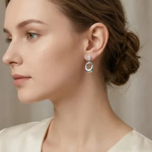 RENSINO High Quality 925 Sterling Silver Drop Earrings Rhodium Plated Metallic Texture Dangle for Women for Wedding Party Gift