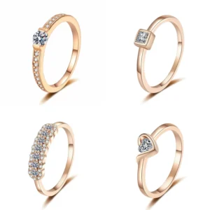 RENSINO High Quality 925 Sterling Silver Gold Plated Moissanite Jewelry for Daily Wear Moissanite Ring for Women Engagement