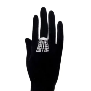 RENSINO High Quality 925 Sterling Silver Jewelry Customized Ring Setting Cubic Zirconia Tassel Ring