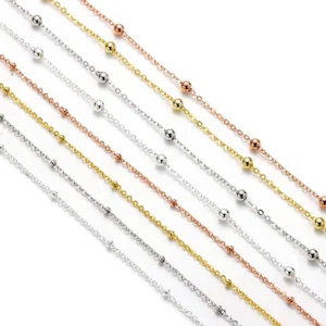 RENSINO High Quality 925 Sterling Silver Satellite Chain Gold Plated Saturn Chain For Diy Pendant Necklace Accessories