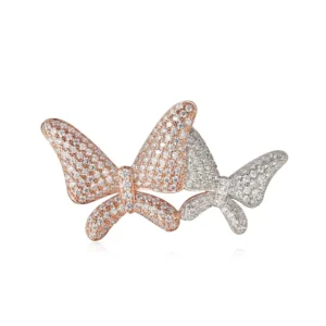 RENSINO High Quality 925 Sterling Silver Zircon Women’s Tarnish Free Butterfly Brooch Pins Chinese Wedding Engagement Gift